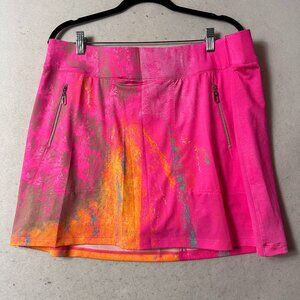 Jamie Sadock skort skirt sz XL pink orange zippers splash whirl golf pickleball